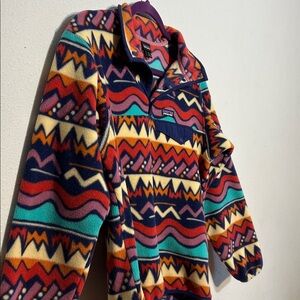Patagonia Synchila Multicolor Patterned Snap T Sweater Size 14 Youth XL